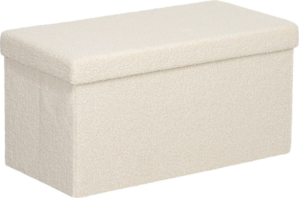 HOMCOM Stołek do przechowywania, ławka z miejscem i pokrywą do salonu, sypialni, przedpokoju, Kremowy