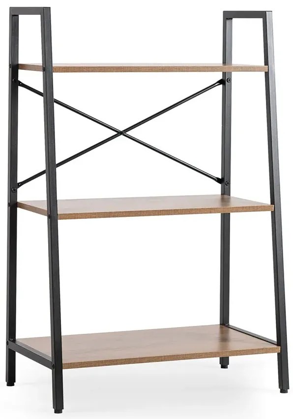 Metalowy niski regał na książki czarny + orzech E5-S23