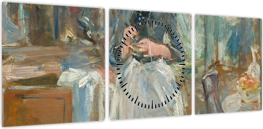 Obraz - Berthe Morisoti, In the Dining Room, reprodukcje (z zegarem) (90x30 cm)