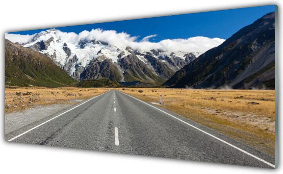 Panel Szklany do Kuchni Zimowy Szlak Górski