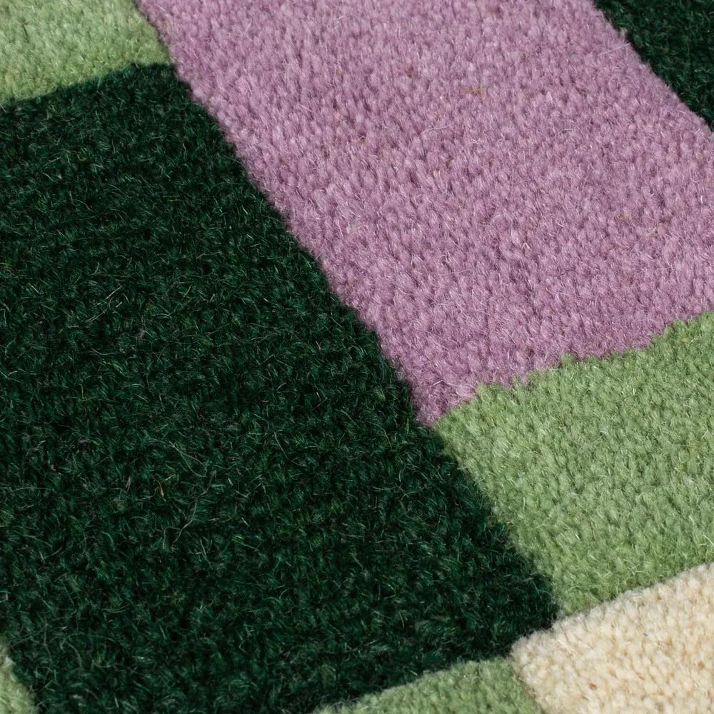 Zielono-fioletowy wełniany dywan tkany ręcznie 120x170 cm Kai Wool Border – Flair Rugs