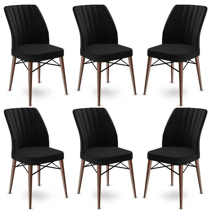 Zestaw krzeseł do jadalni Flex Black and Brown, 6 szt.
