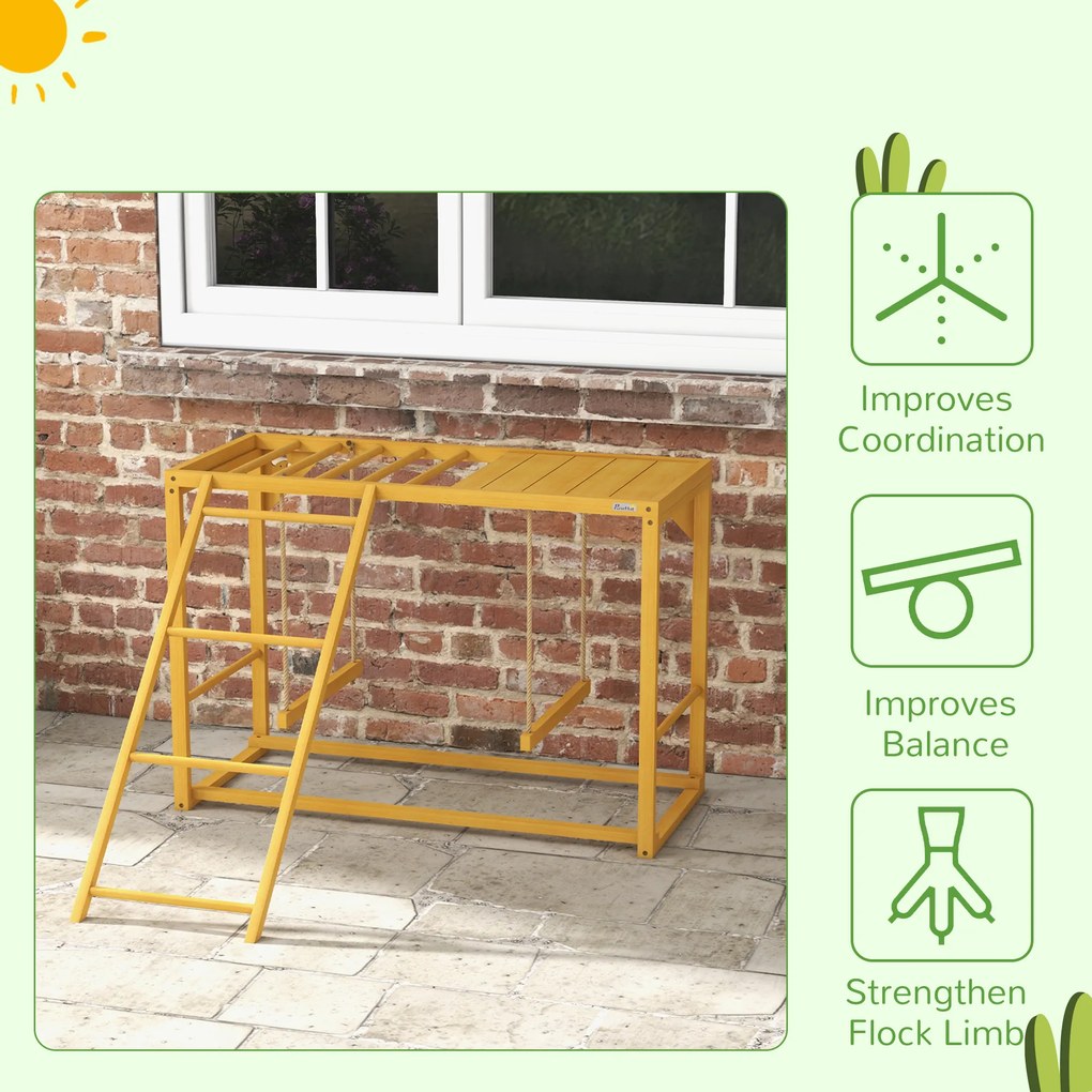 PawHut Plac zabaw dla kur z huśtawkami i drabinką, dla 3-4 kur, Drewniany kurnik zabawowy