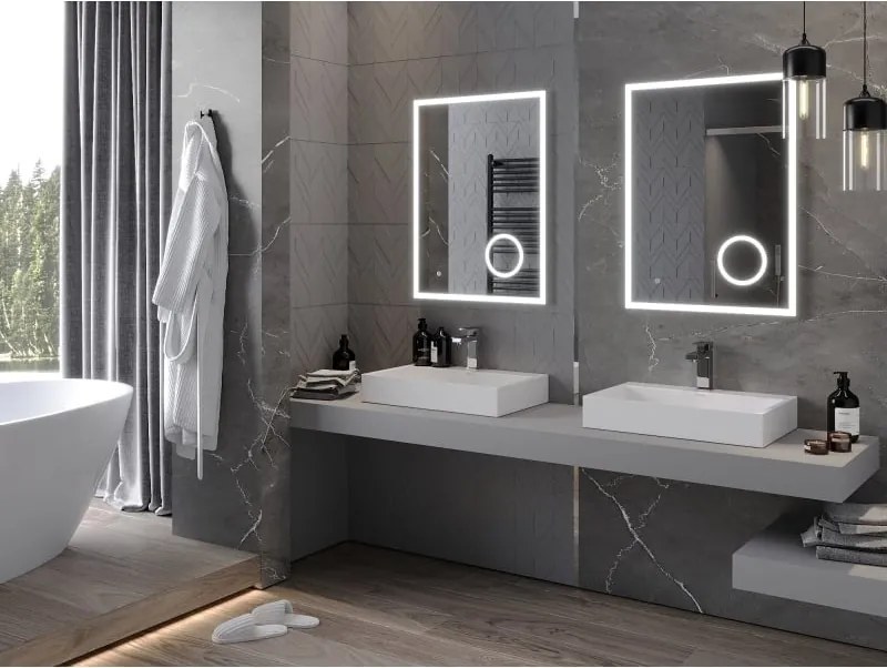 Mexen Kala lustro łazienkowe podświetlane z lusterkiem kosmetycznym 60 x 80 cm, LED 6000K, antypara - 9820-060-080-611-00