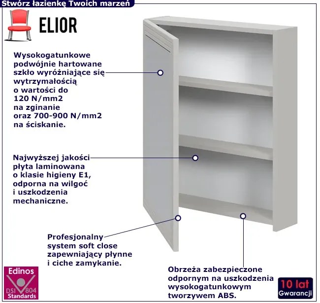 Nowoczesna szafka łazienkowa z lustrem w kolorze kaszmir P4-C12