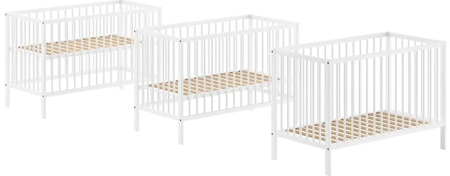 Białe łóżeczko z litego drewna sosnowego 60x120 cm DINO – Vipack