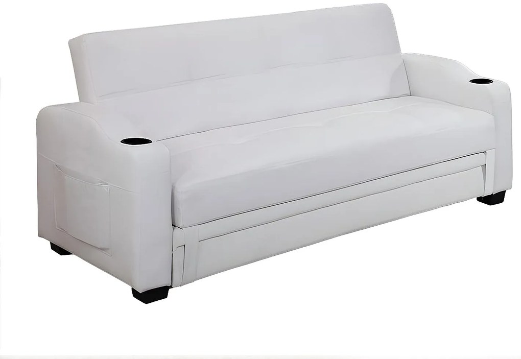 Kanapa rozkładana z ekoskóry MIRELLA - Kolor: biały