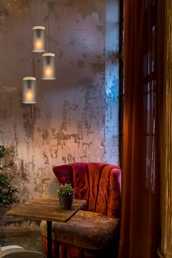 LAMPA SUFITOWA WISZĄCA APP1811-3CPR Frosted Grey