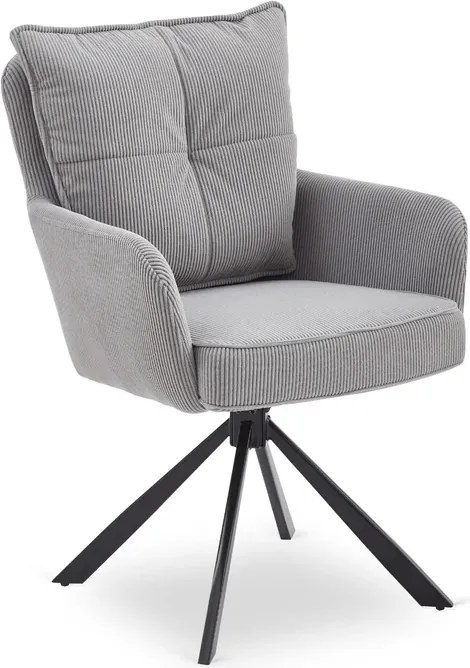 Krzesło Tapicerowane Obrotowe do Salonu CITY Szare Sztruksowe Loft