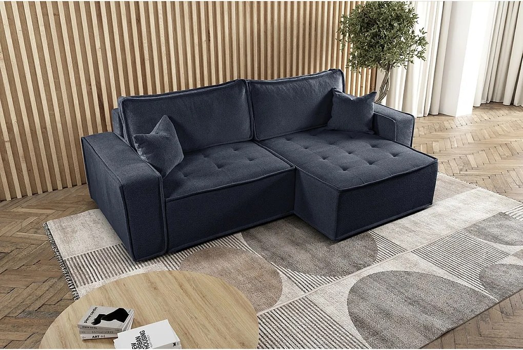 Narożnik z funkcją spania w kształcie L Bohoo, tkanina Raven, Grafitowy, Prawy