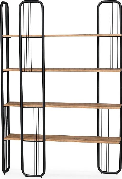 Regał na książki – 125 cm x 180 cm x 28 cm – sosna czarna i atlantycka – płyta wiórowa pokryta melaminą