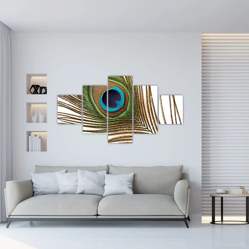 Obraz pawich piór (125x70 cm)