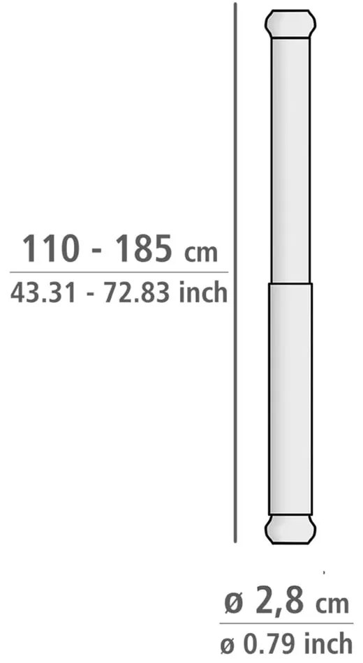 Biały drążek teleskopowy do łazienki Wenko Luz, dł. 110-185 cm