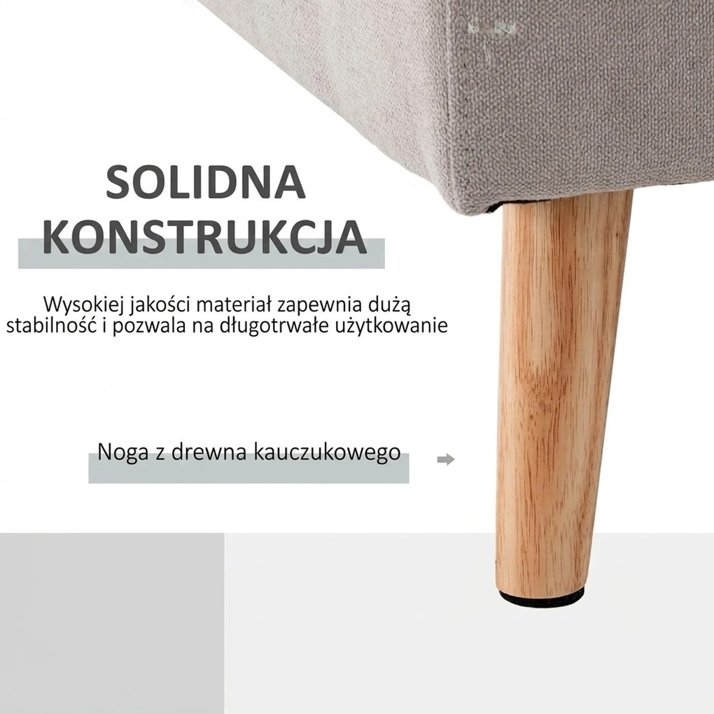 HOMCOM Sofa narożna 3-osobowa, w wyglądzie lnu, Chaiselongue odwracalne, 193x136x85 cm, Jasnoszary | Aosom PL