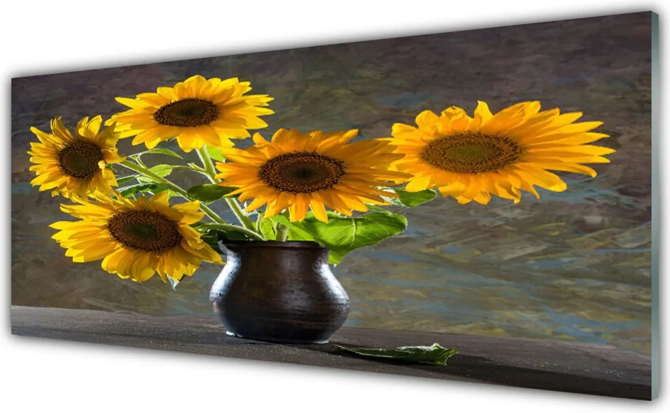 Panel Kuchenny Słoneczniki W Szklanym Wazonie