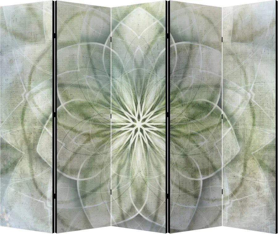 Parawan pokojowy 5-częściowy 225x172 Dwustronny dekoracyjny boho zen Szary Zielona Mandala Życia