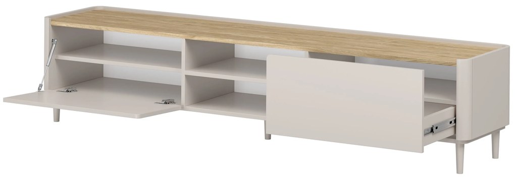 Szafka RTV Elivo 220 cm na nóżkach - kaszmir / dąb olejowany