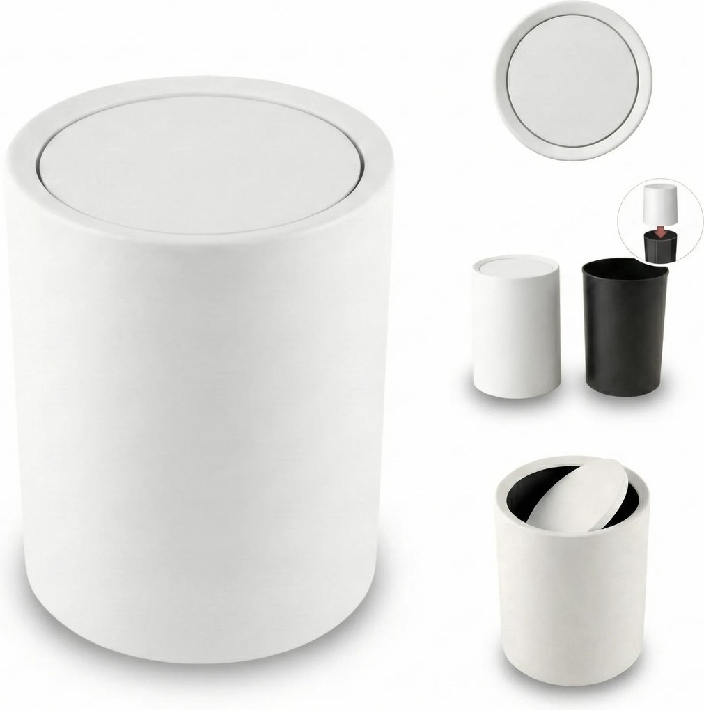 Łazienkowy kosz na śmieci RUND, 6 l