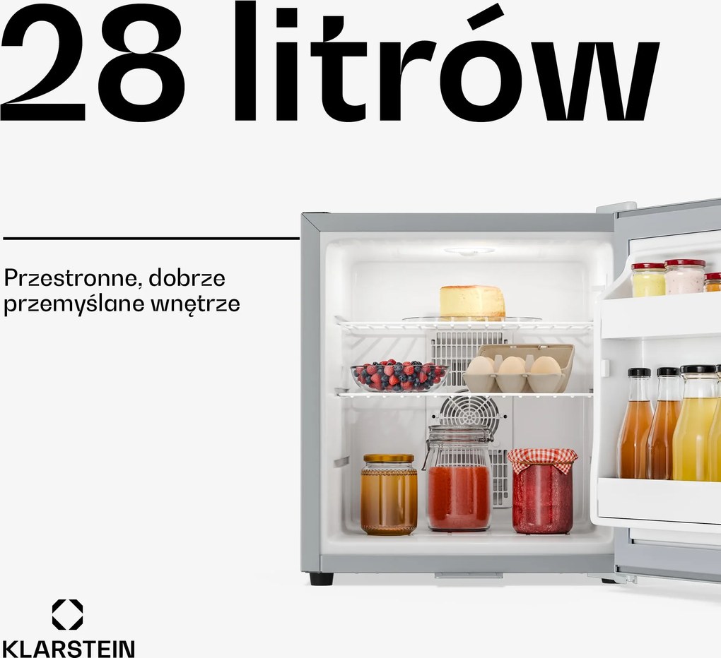 Klarstein Matterhorn Breeze 45cm 28L Mini lodówka Ciemnoszary