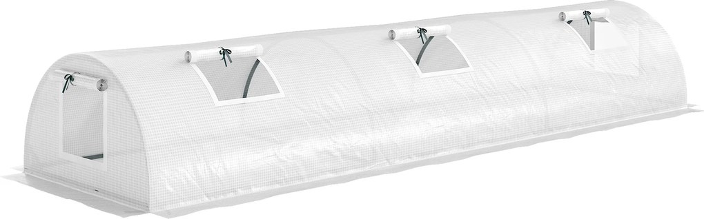 Outsunny Szklarnia Foliowa, Mini Tunelowa z Oknami Siatkowymi, Odporna na UV, Folii Plastikowej, 300 x 80 x 45 cm, Biała