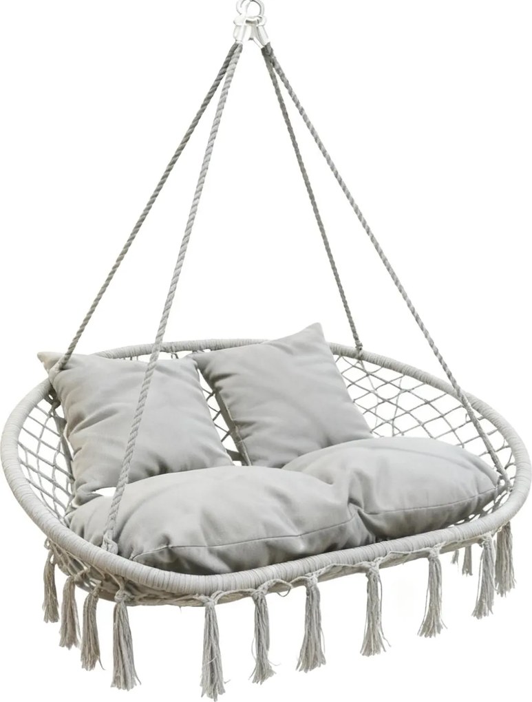 Dwuosobowa huśtawka ogrodowa - bocianie gniazdo Nestio HC-2502-LG, kolor jasny szary