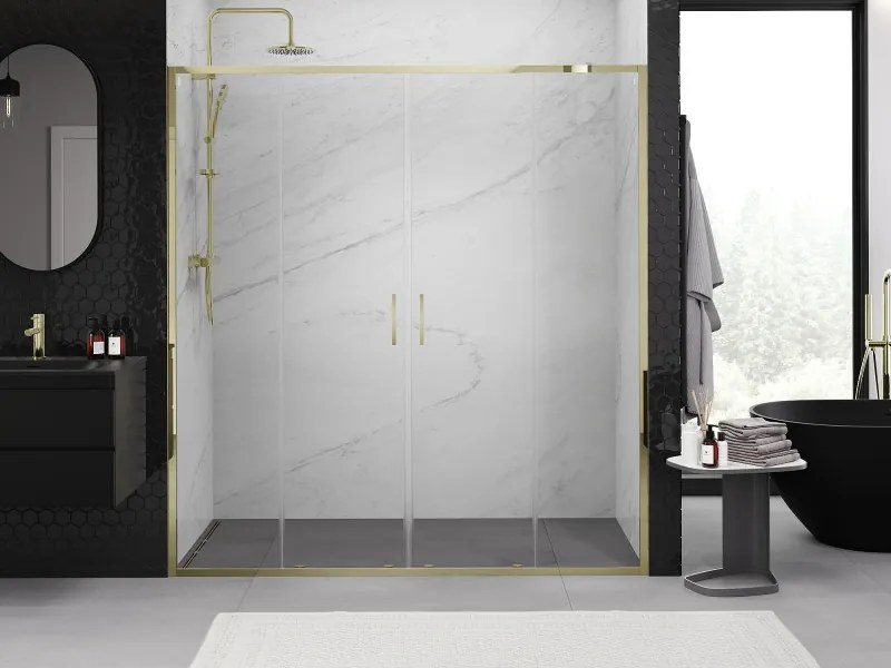 Mexen Exo-S Duo drzwi prysznicowe podwójne rozsuwane 170 cm, transparent, złote - 8152-170-000-50-00