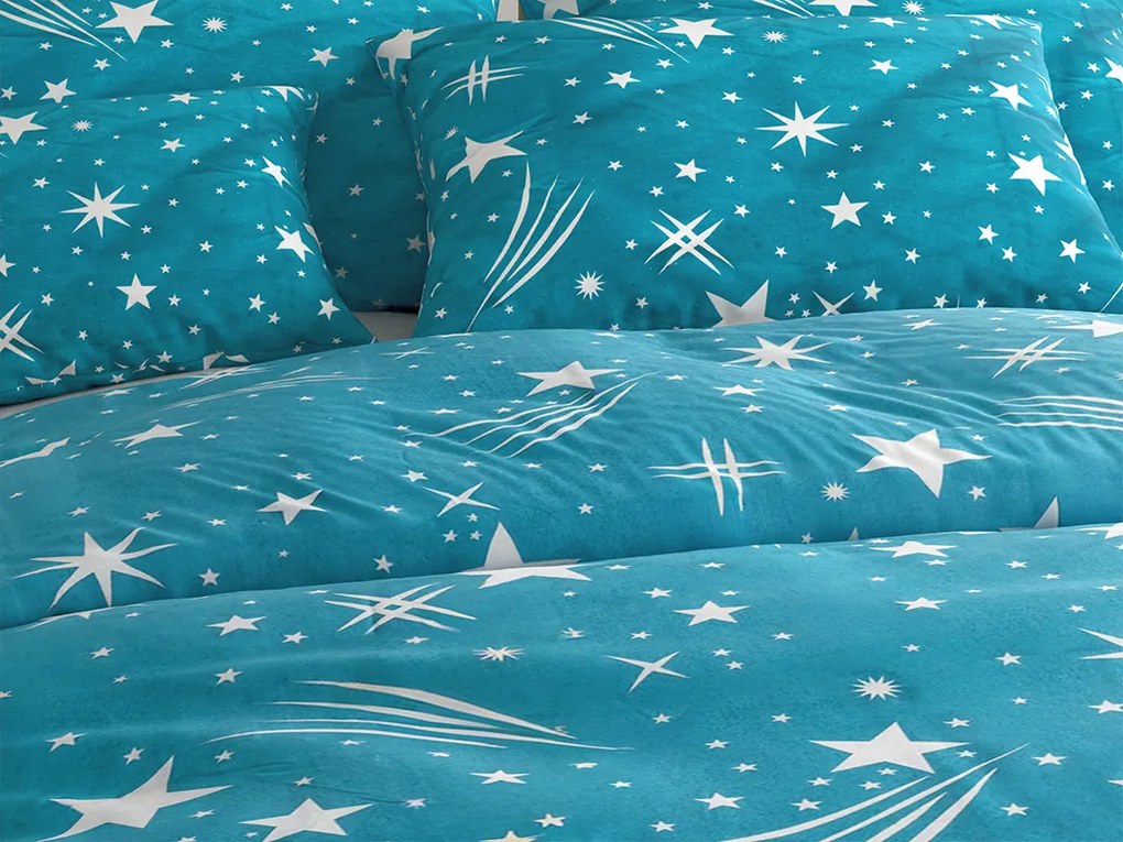 PrzytulneMieszkanie.pl PrzytulneMieszkanie.pl Flanelowa pościel NIGHT SKY turkusowa Rozmiar pościeli: 2 szt 70 x 90 cm | 200 x 220 cm