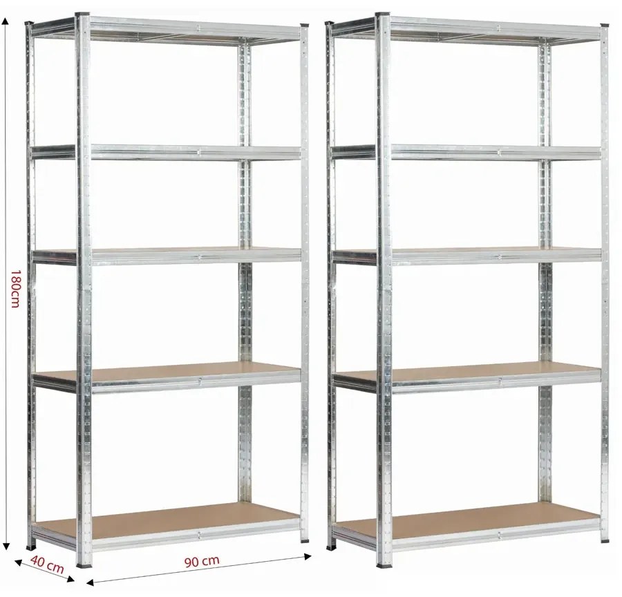 2 Metalowe Srebrne Regały Magazynowe R9-N49