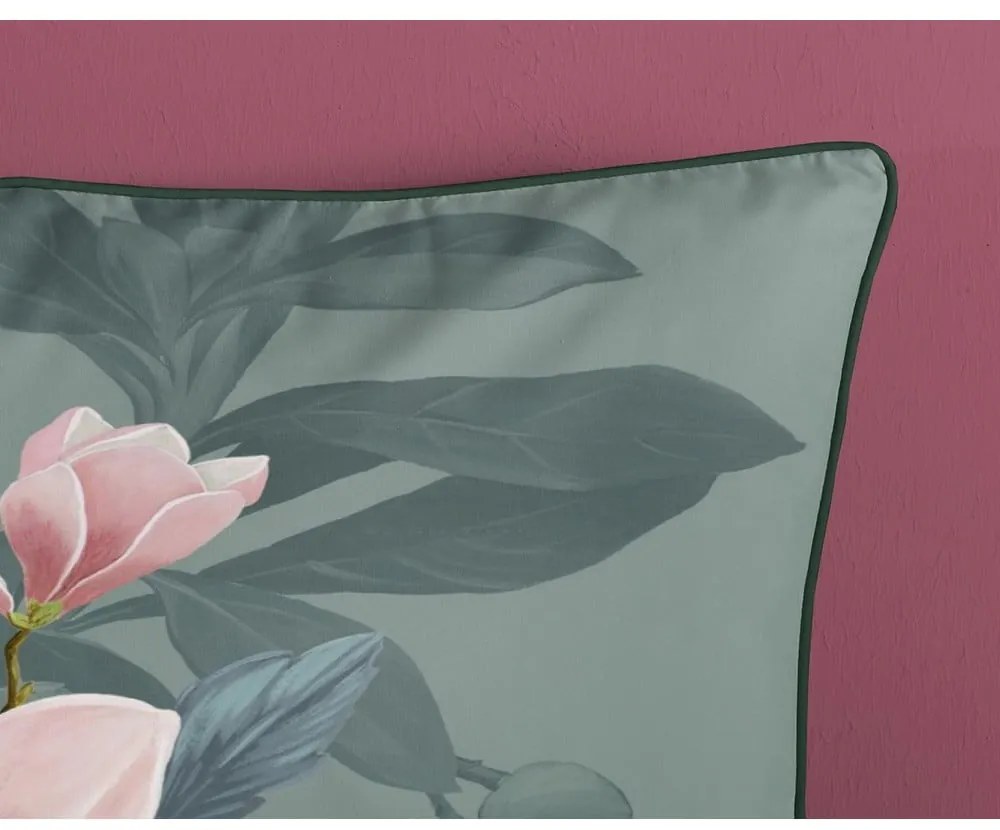 Zielona pościel dwuosobowa z bawełny organicznej Descanso Rose, 200x220 cm