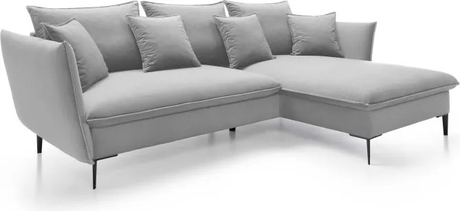 Narożnik GLOSS Prawostronny z funkcją spania, zestaw z poduszkami wolnostojący tkanina RIVIERA 81 Niebieski WERSAL