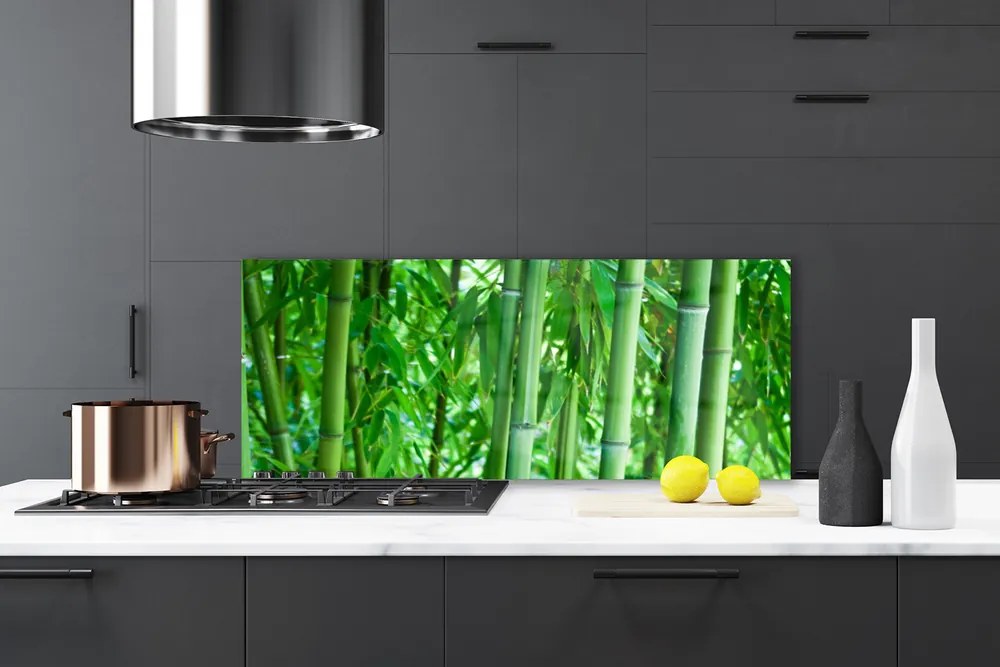Szkło do Kuchni na Ścianę Zielony Pęd Bambusa