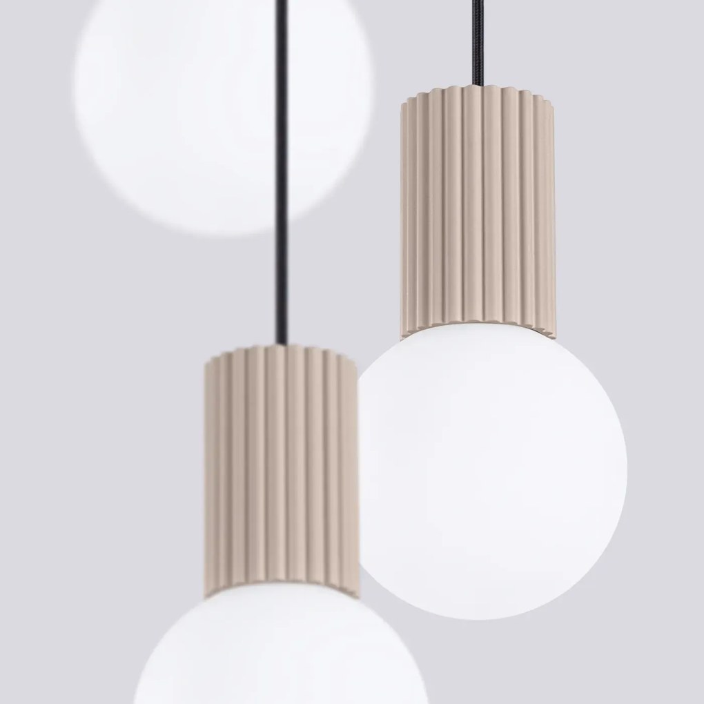 Lampa wisząca HALO 3P taupe ryflowana SOLLUX  LIGHTING