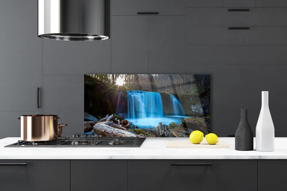 Panel Szklany Tęcza nad Słonecznym Wodospadem