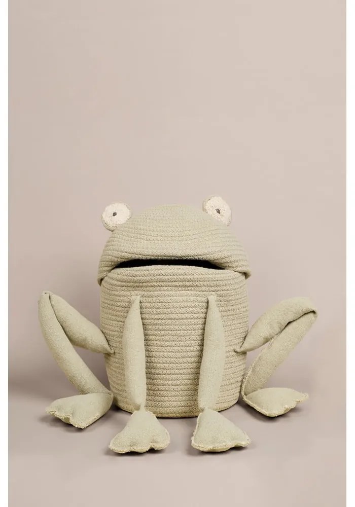 Jasnozielony tekstylny dziecięcy kosz na zabawki ø 23x35 cm Fred the Frog – Lorena Canals