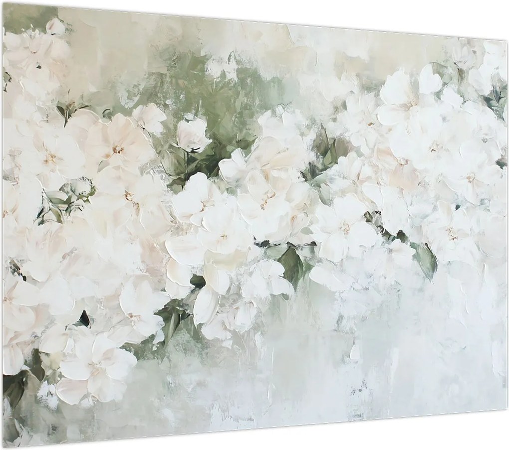 Obraz - Abstrakcja białych kwiatów (70x50 cm)