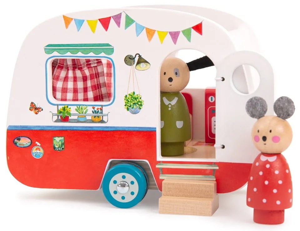 Drewniane auto zabawkowe La Grande Famille Caravan – Moulin Roty