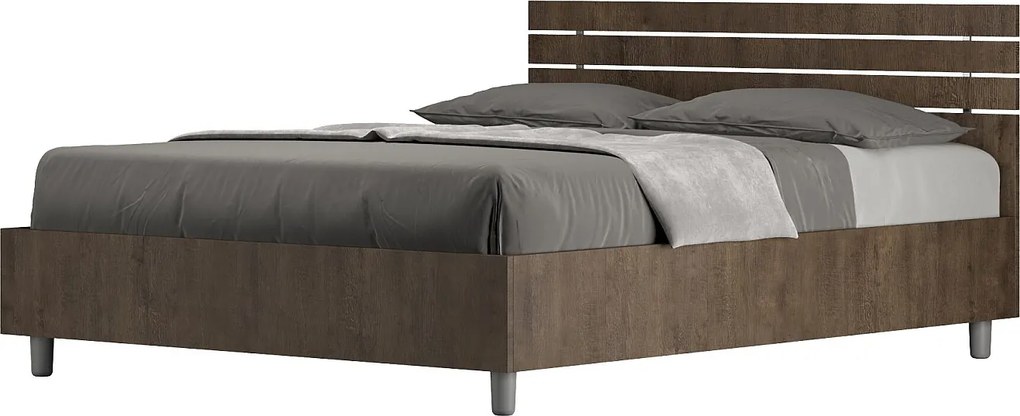 Łóżko wyposażone w stelaż z listwami 140x200 Prosty zagłówek z listwami orzech Ankel