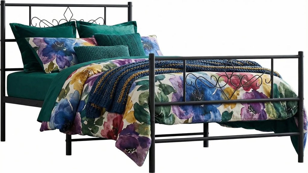 Czarne metalowe łózko rustykalne 100x200cm L1-N97