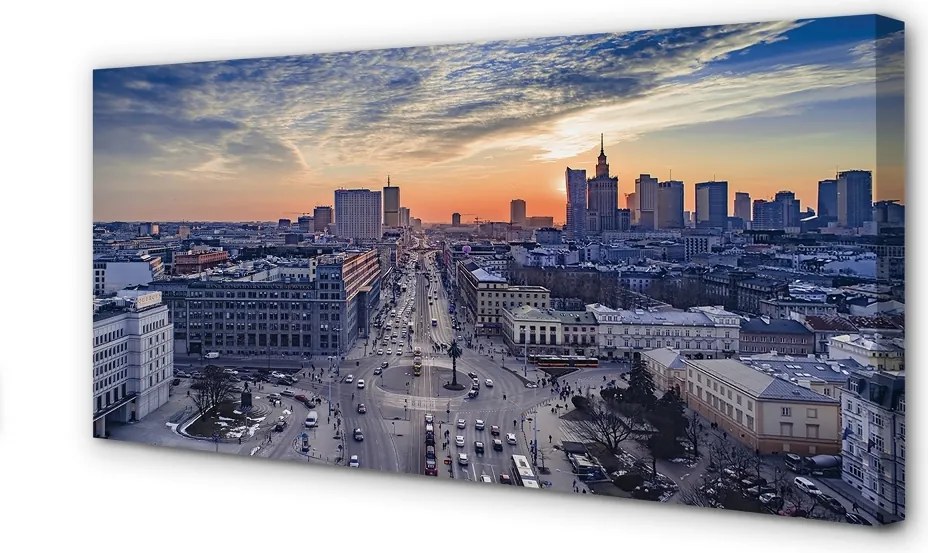 Duży obraz na płótnie Warszawskie Wieżowce o Zmierzchu