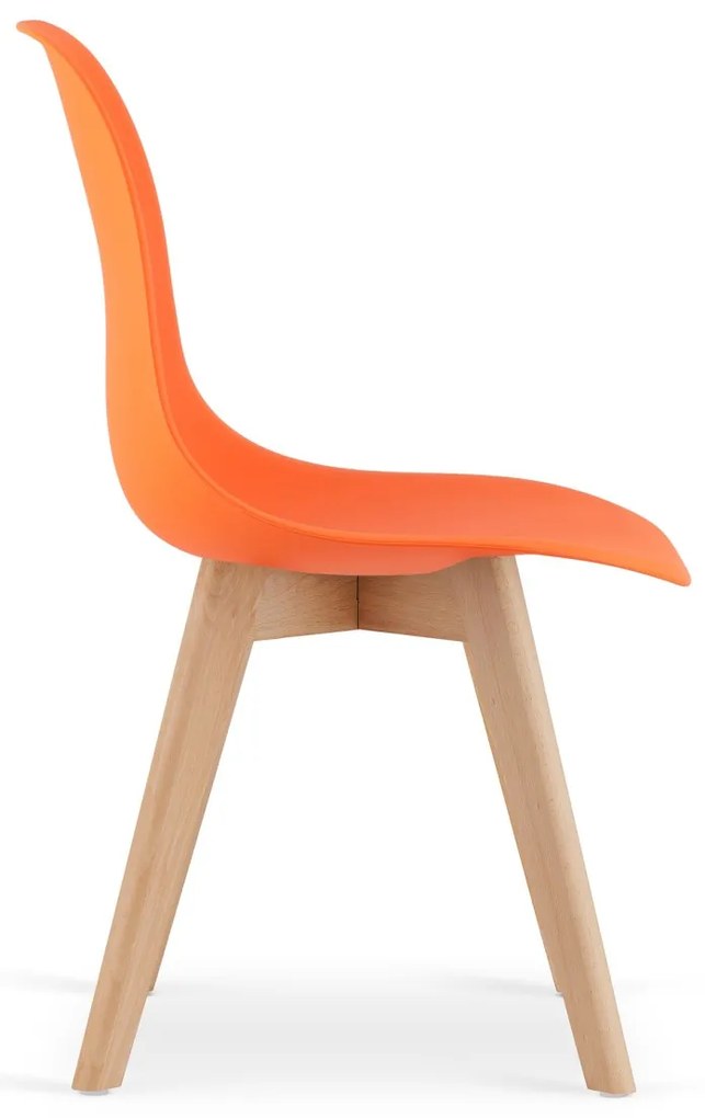 Pomaranczowe krzesło KITO z bukowymi nogami