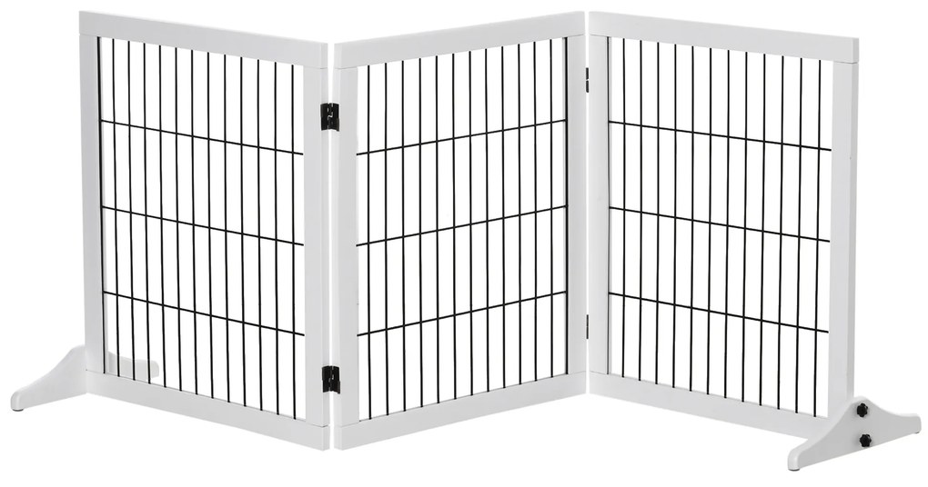 PawHut Barierka Ochronna dla Psów Drewniana Bramka Biała Sosnowa 185x36x71cm | Aosom PL