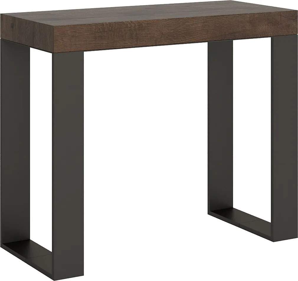 Konsola rozkładana 90x40/300 cm Tecno Orzech rama w kolorze Antracytu