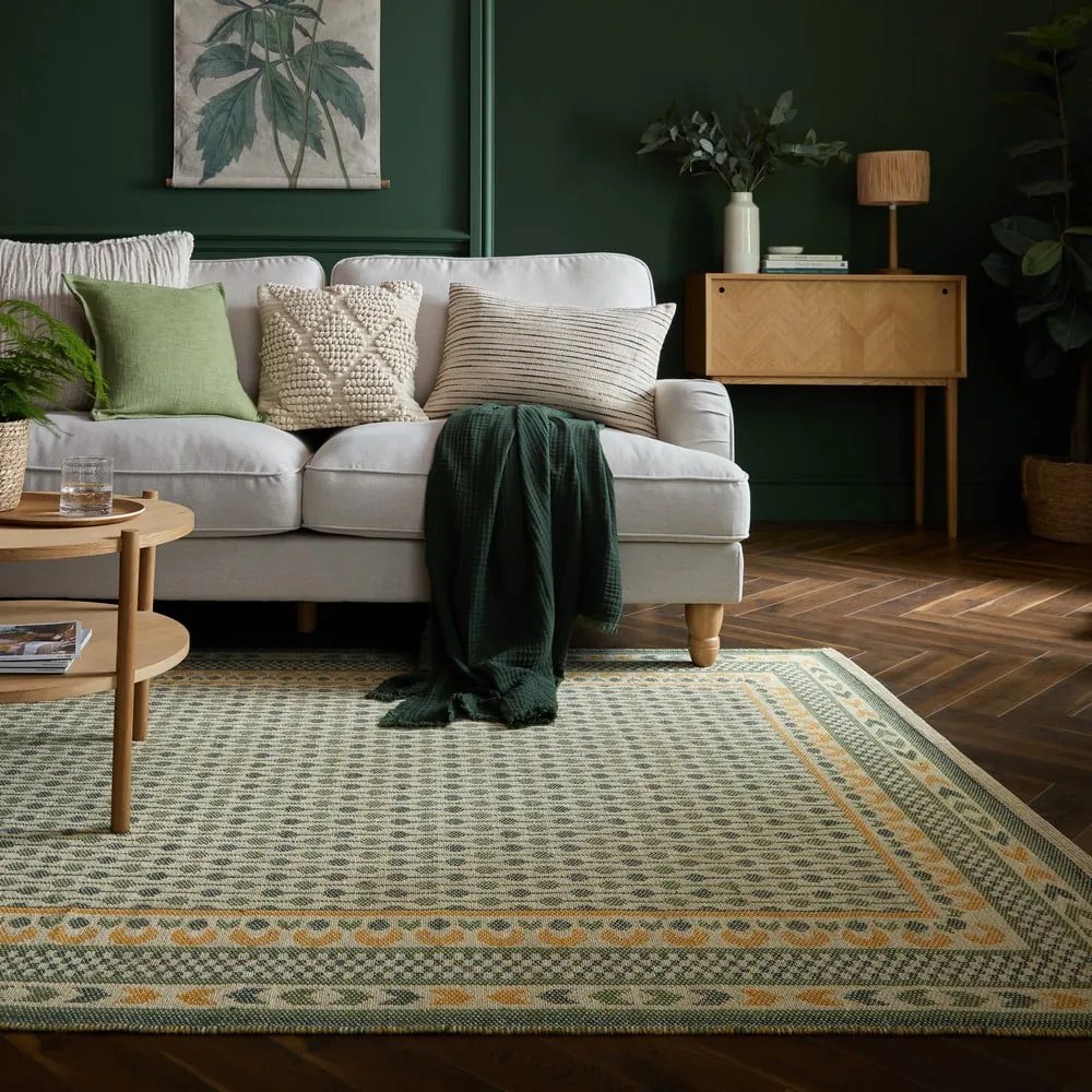 Zielony dywan z mieszanki juty 200x290 cm Mara Jute Border – Flair Rugs