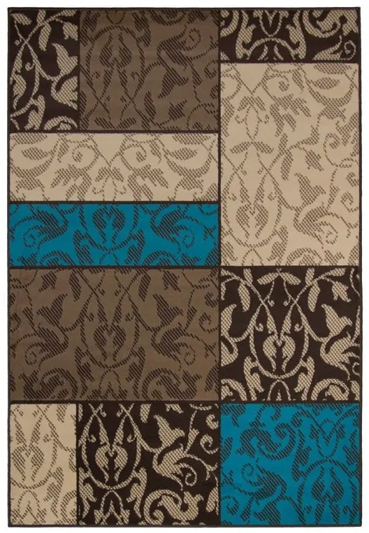 Dywan nowoczesny Luna Elements  Patchwork  Brązowo-Niebieski 140 cm x 200 cm