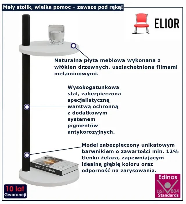 Biały stolik pomocniczy C3-H15