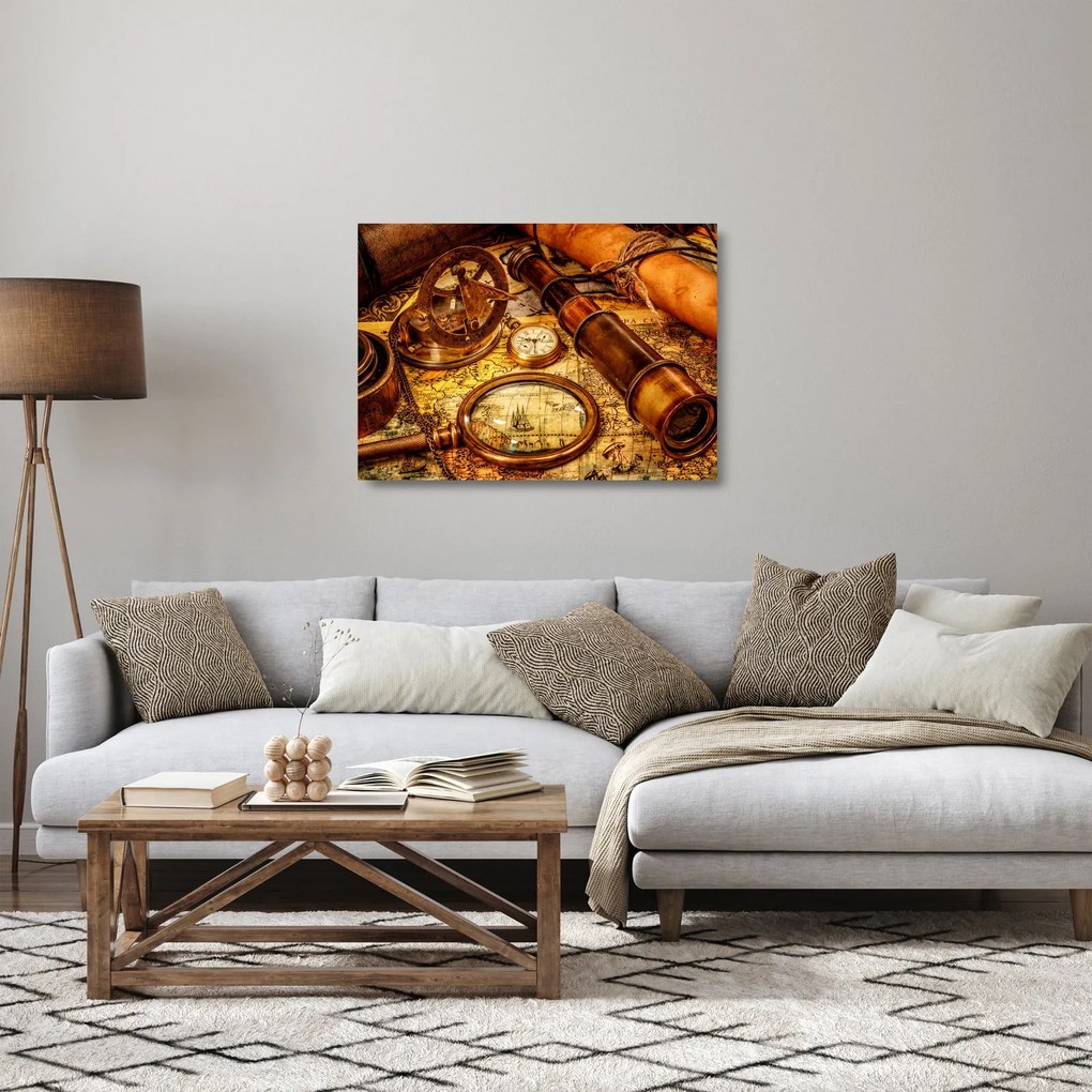 Obraz na szkle - Historyczne narzędzia marynarzy (70x50 cm)