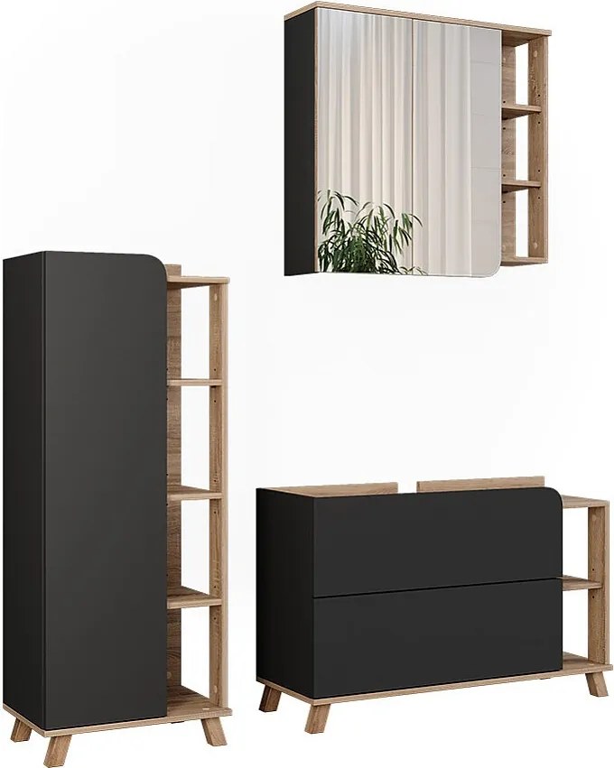 Zestaw mebli łazienkowych sonoma/antracyt 100x35x65 karen
