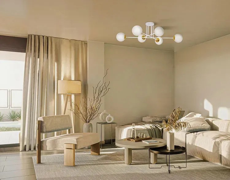 Biała sześciopunktowa elegancka lampa sufitowa - A494 R0-F30
