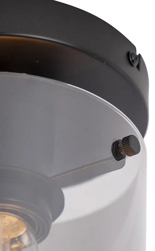 Designerska lampa sufitowa czarna z dymionym szkłem - DomeDesignerski Oswietlenie wewnetrzne