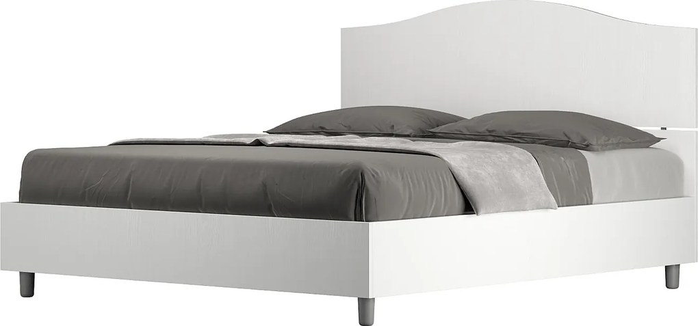 Łóżko wyposażone w stelaż z listwami z pojemnikiem 160x200 Frassino biała Dores